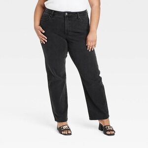 Women's High-Rise Straight Leg Jeans Ava & Viv Black Size 26